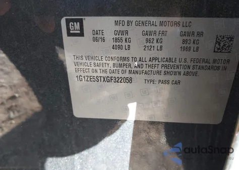 2016 Chevrolet Malibu 1Lt from USA, damaged, VIN 1G1ZE5STXGF322058